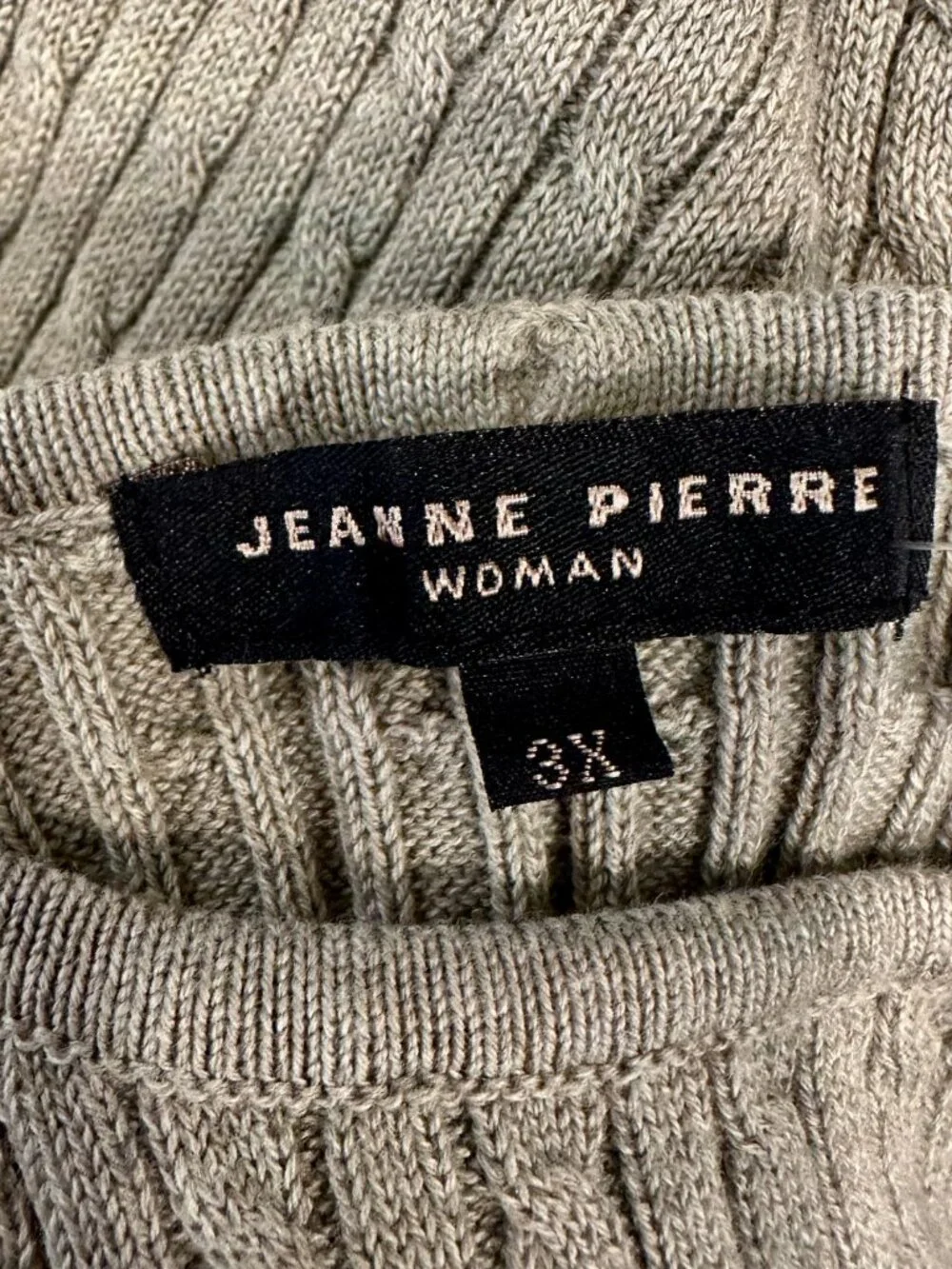 NWT Jeanne Pierre Sleeveless Sweater Vest Green Heather Cable Knit Women Size 3X